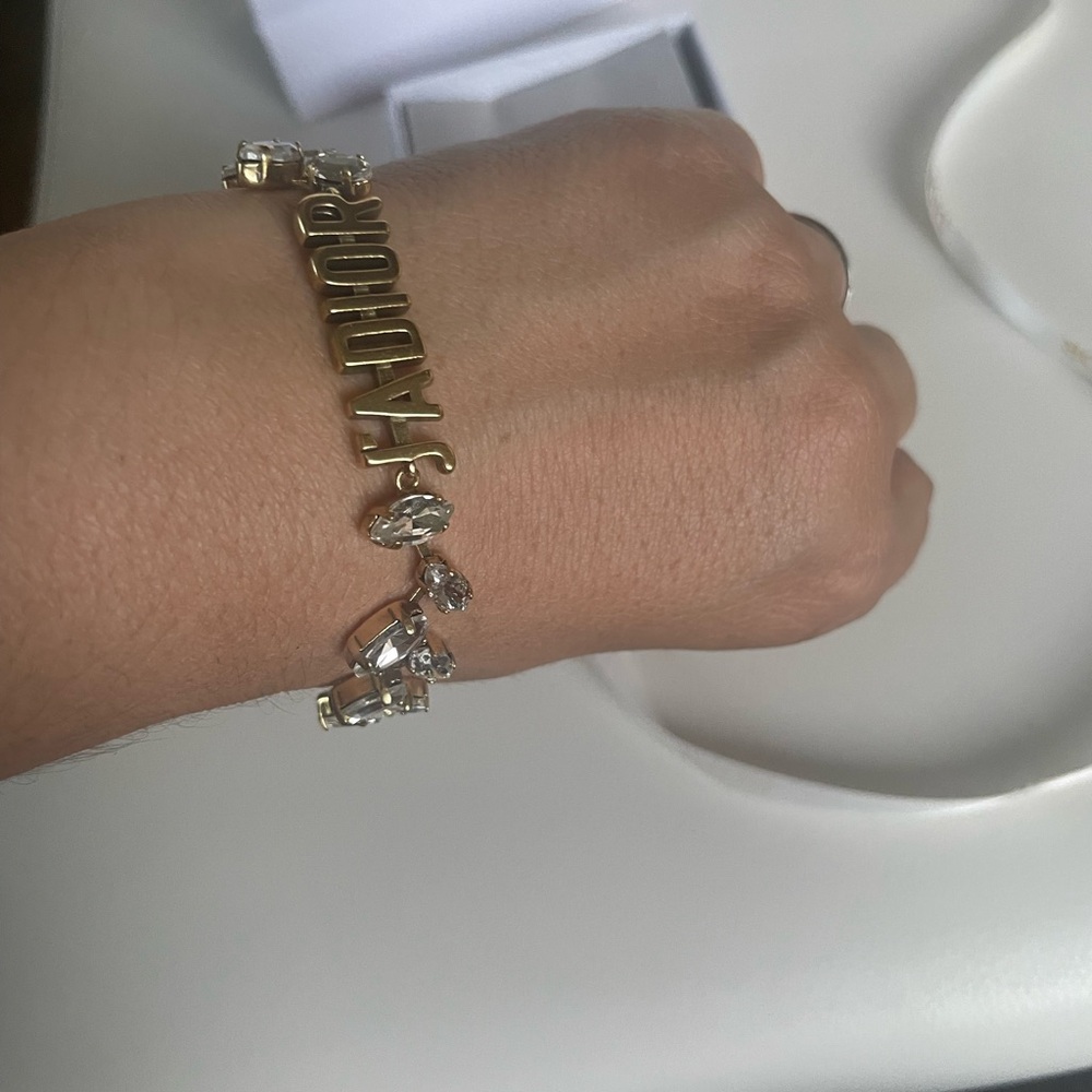 Christian Dior 'J'adior' Logo Bracelet with Crystal Accents - Picture 2 of 8